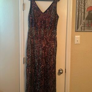 Night Way Collections Black and Multicolor Sequin Maxi Dress